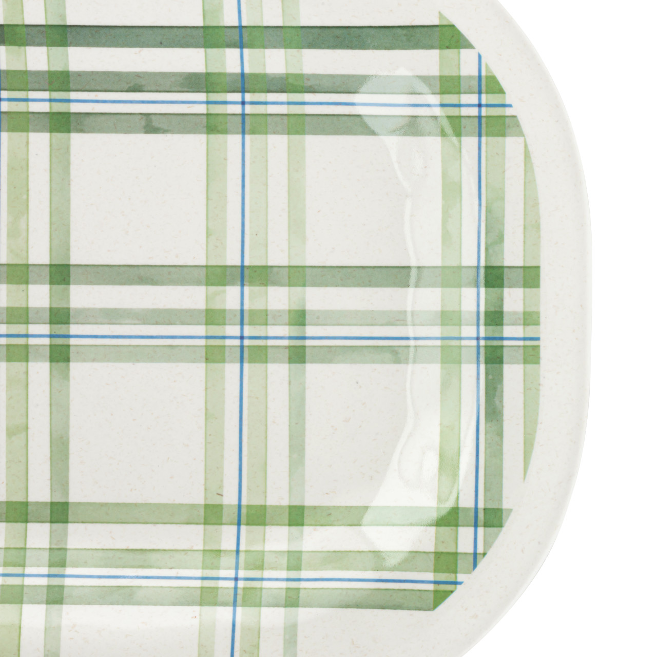 Green Plaid Medium Melamine Rectangular Platter thumbnail