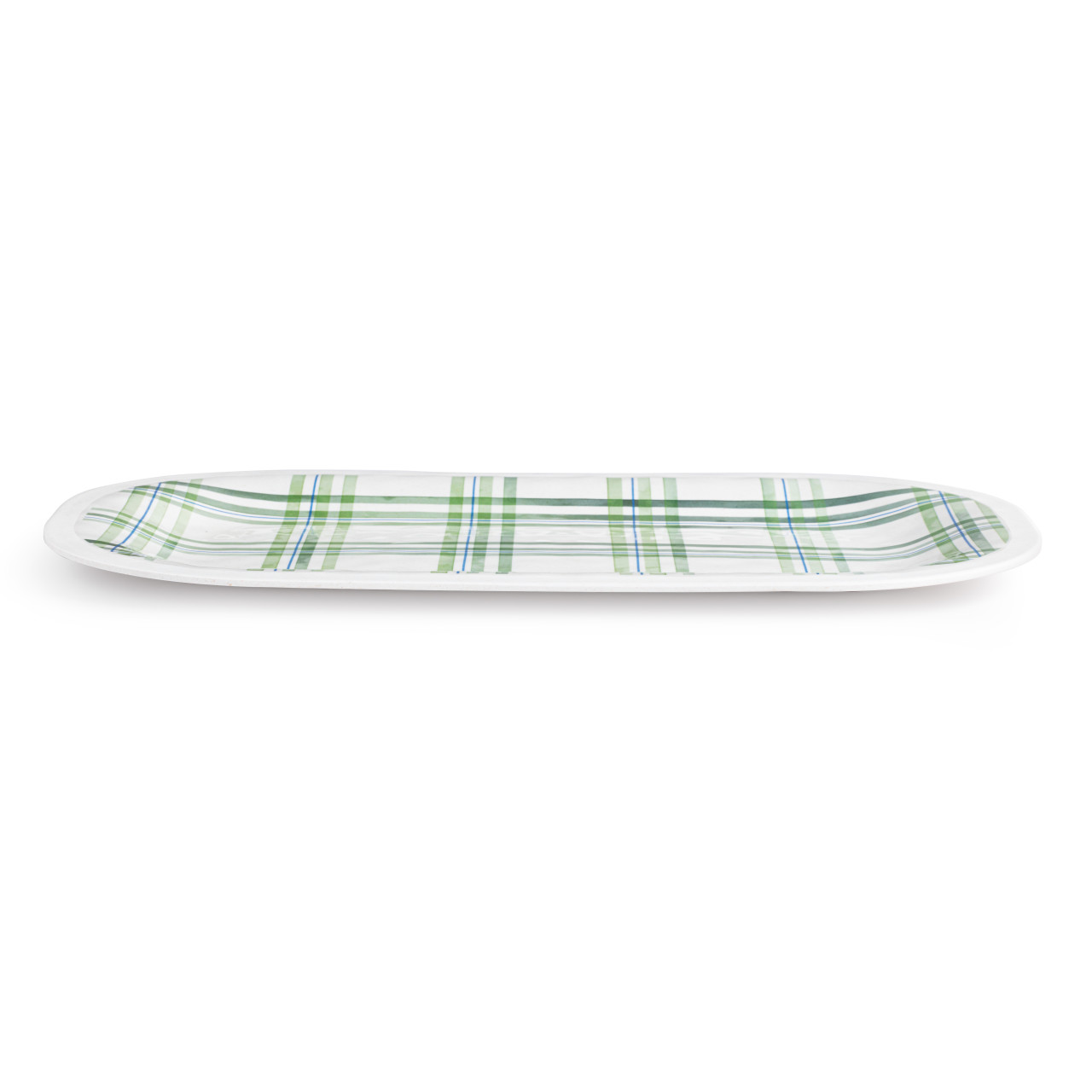 Green Plaid Medium Melamine Rectangular Platter thumbnail