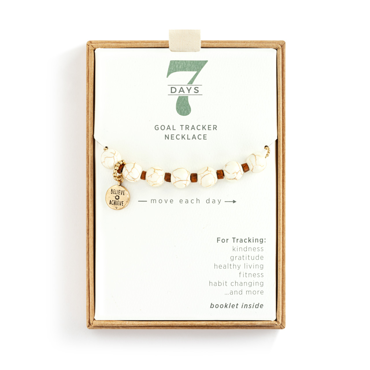 7 Days Tracker Necklace - Ivory and Gold thumbnail
