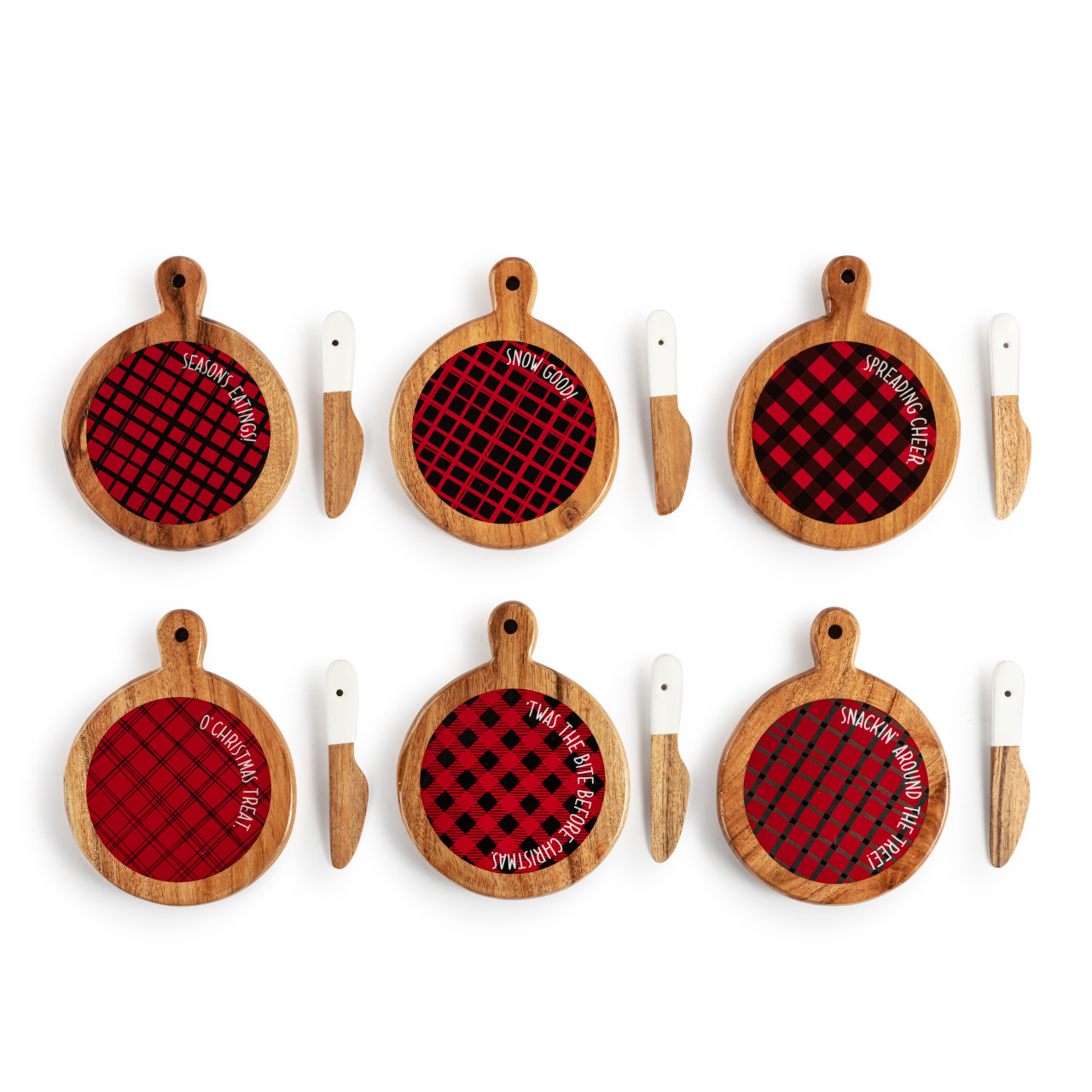 Plaid Mini Wood Serving Board - 6 Assorted thumbnail