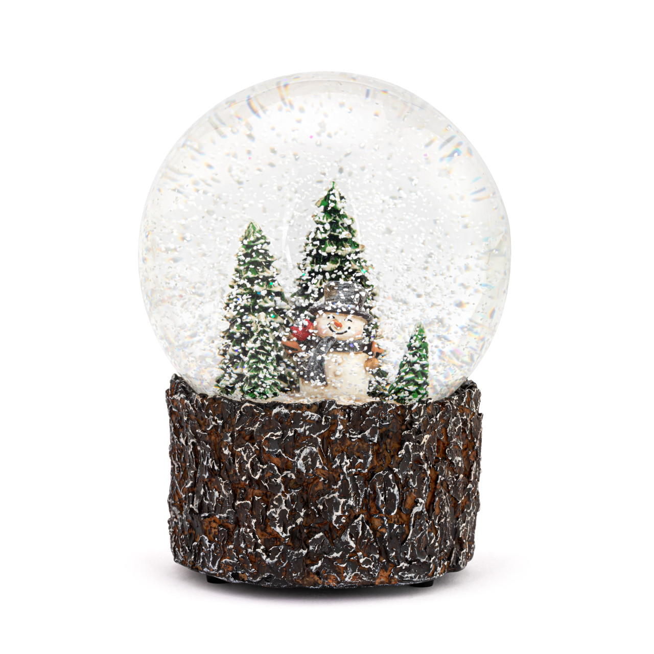 Musical Snowman and Tree Wood Base Snow Globe thumbnail
