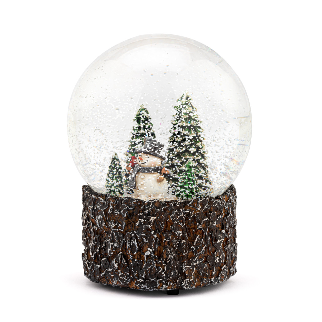 Musical Snowman and Tree Wood Base Snow Globe thumbnail