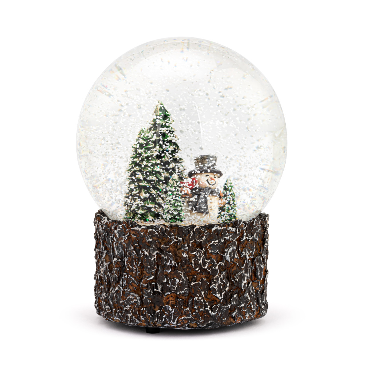 Musical Snowman and Tree Wood Base Snow Globe thumbnail