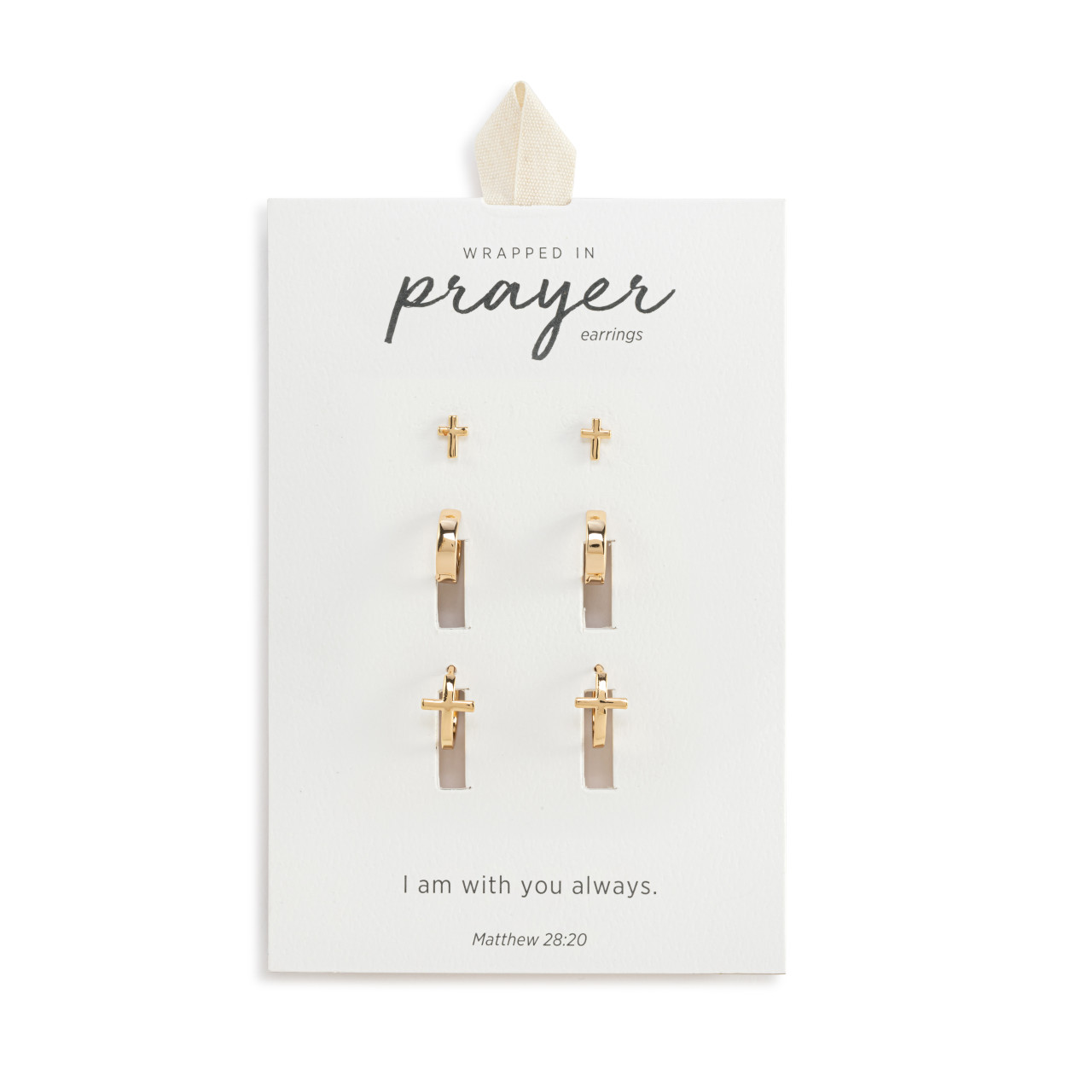 Dainty Cross Earrings Set of 3 - Gold thumbnail