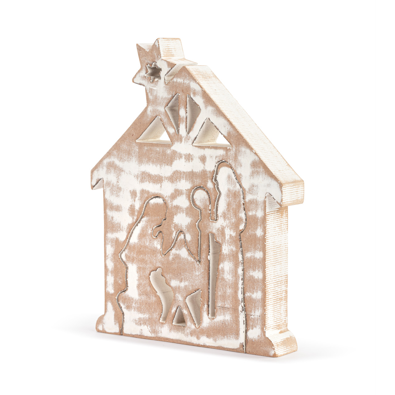 Whitewashed Wood 2-Piece Nativity thumbnail