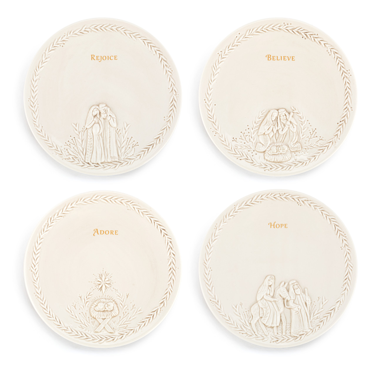 Christmas Journey Ceramic Nativity Appetizer Plates Set of 4 7.5" x 7.5" thumbnail