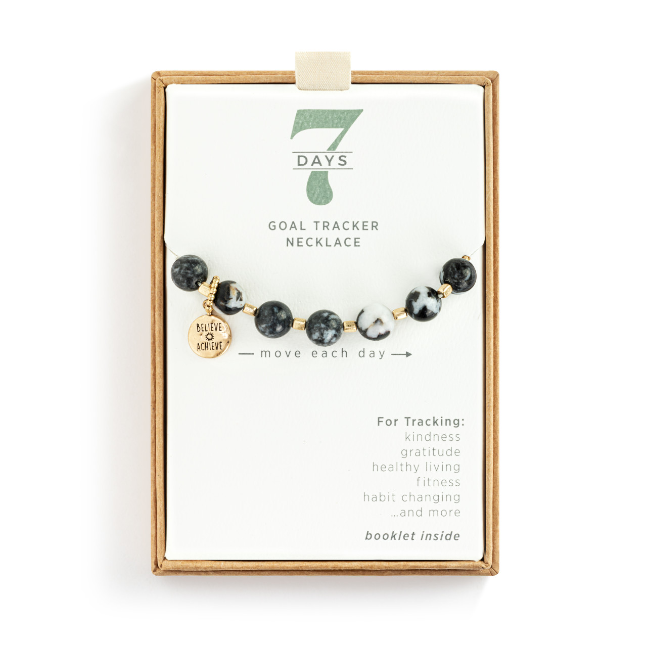 7 Days Black and Gold Adjustable Tracker Necklace 30" thumbnail