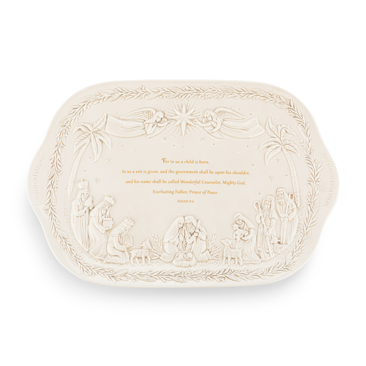 Christmas Journey Ceramic Nativity Serving Platter 18" x 12" thumbnail