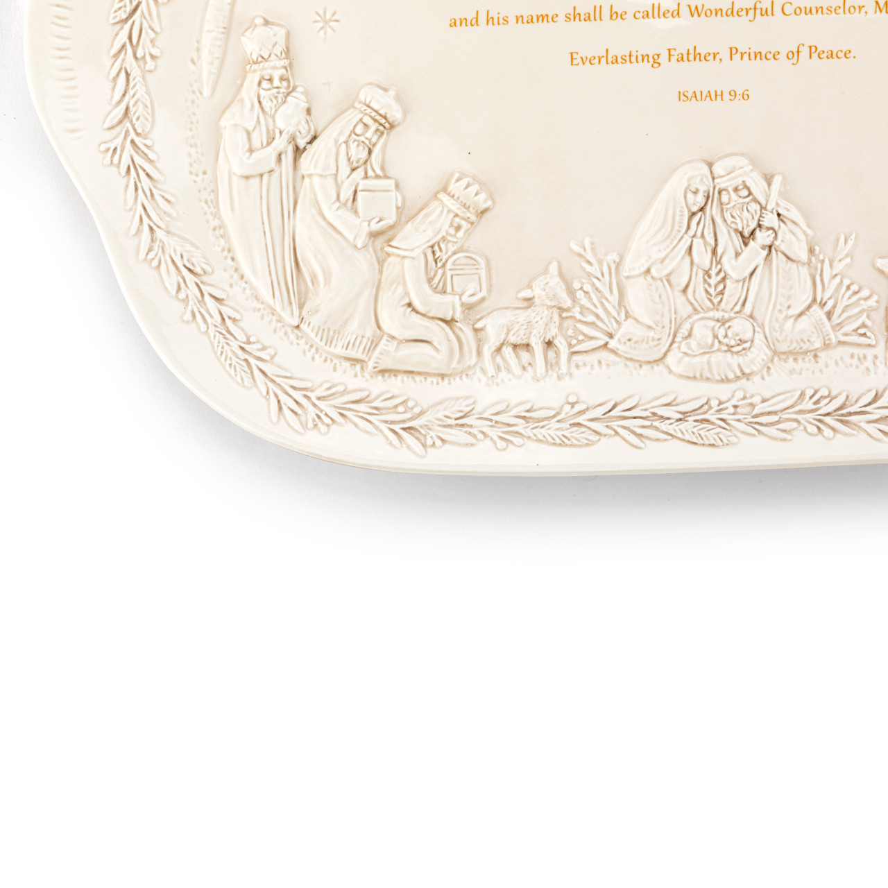 Christmas Journey Ceramic Nativity Serving Platter 18" x 12" thumbnail