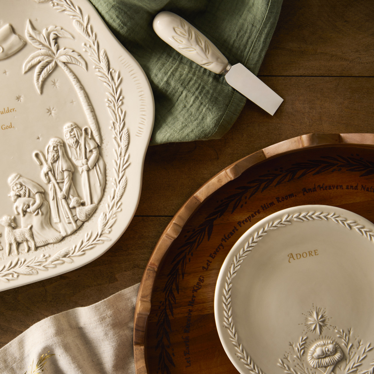 Christmas Journey Ceramic Nativity Serving Platter 18" x 12" thumbnail