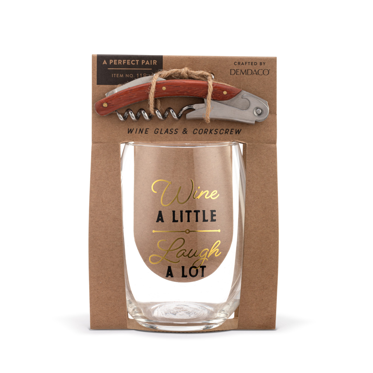 Laugh a Lot Wine Glass & Corkscrew Set thumbnail