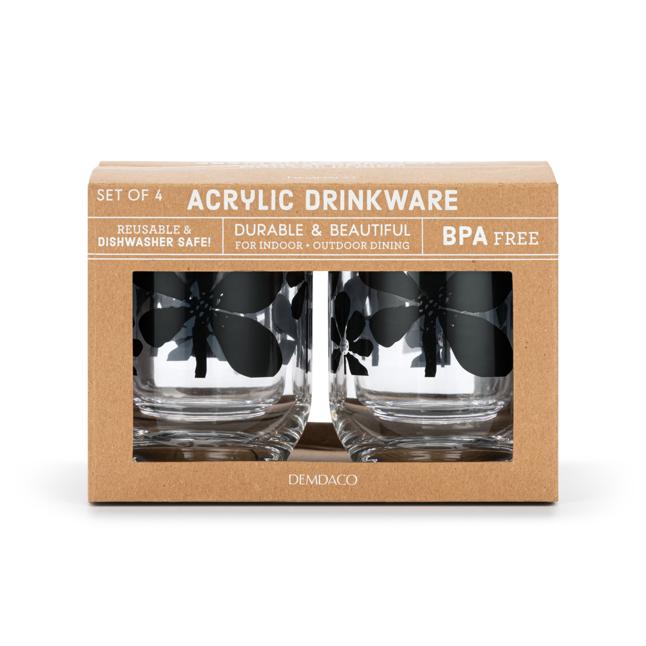 Bold Floral Acrylic Glass S/4 thumbnail