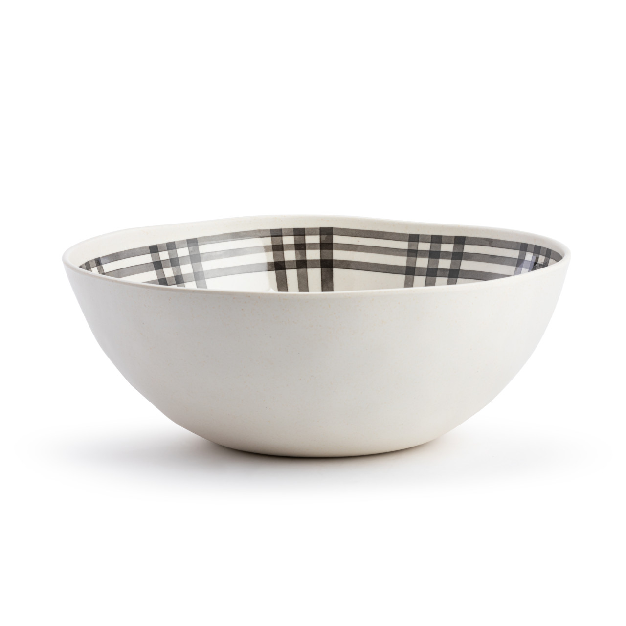 Black Plaid Large Melamine Serve Bowl thumbnail
