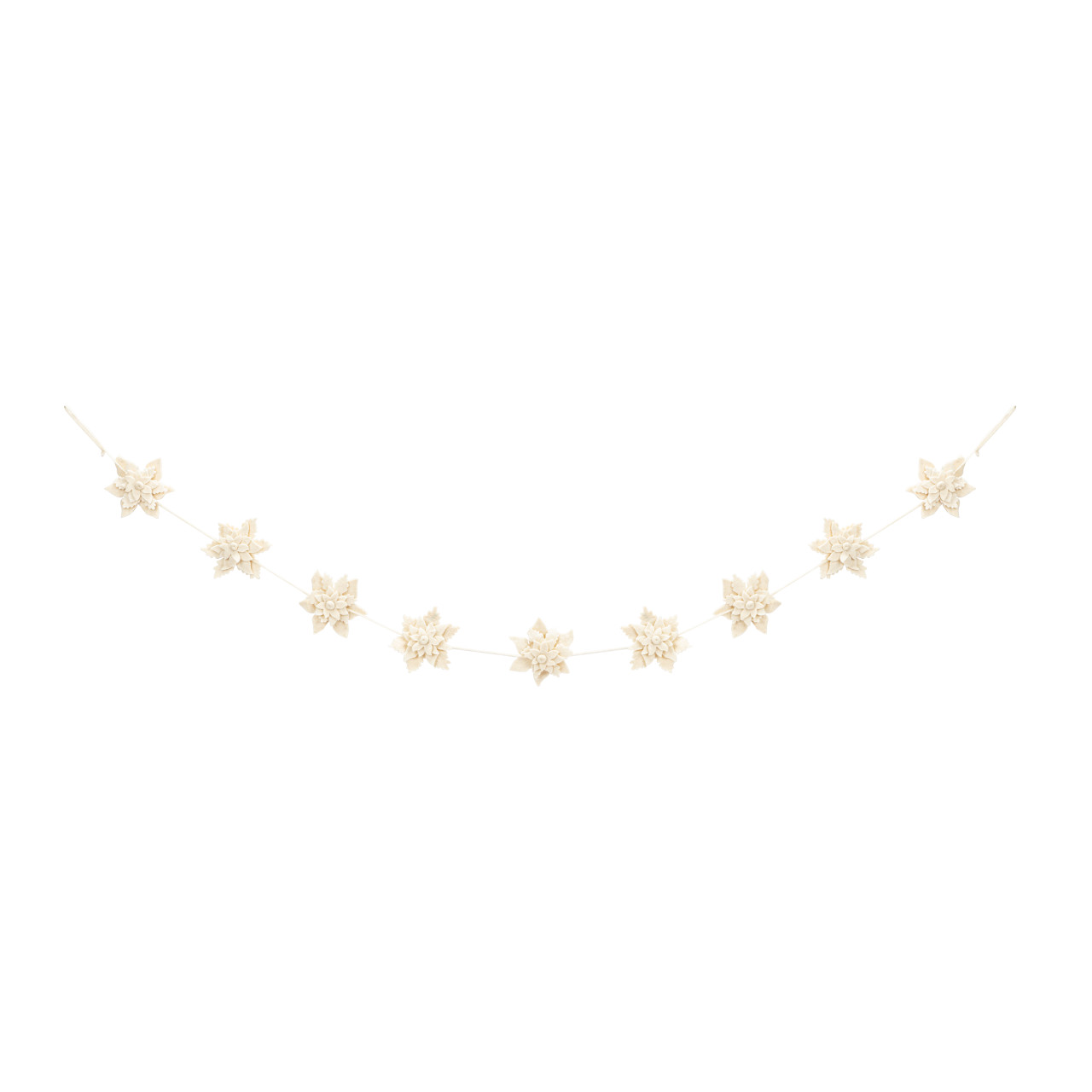 White Poinsettia Felt Garland thumbnail