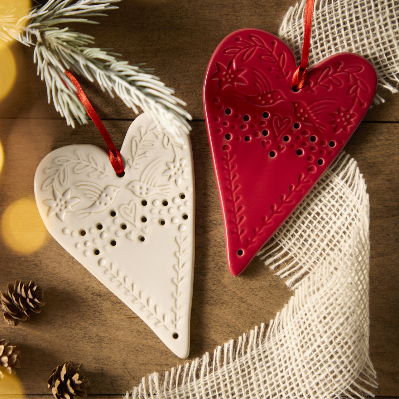Heart Ceramic Ornaments - Set of 2 thumbnail