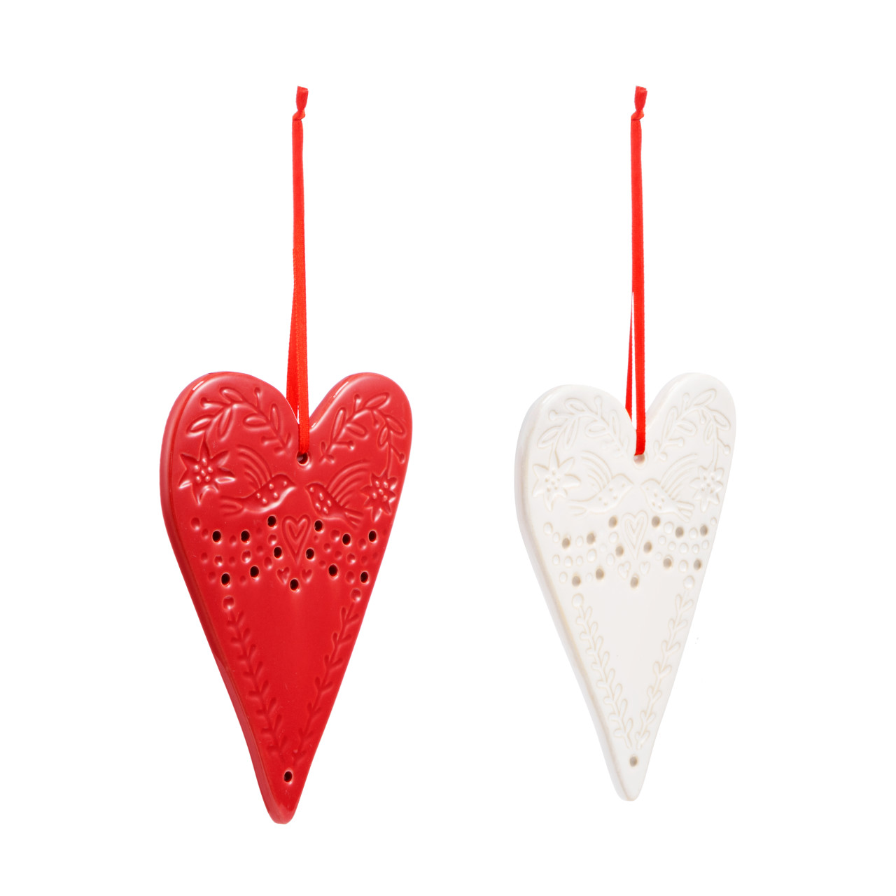 Heart Ceramic Ornaments - Set of 2 thumbnail