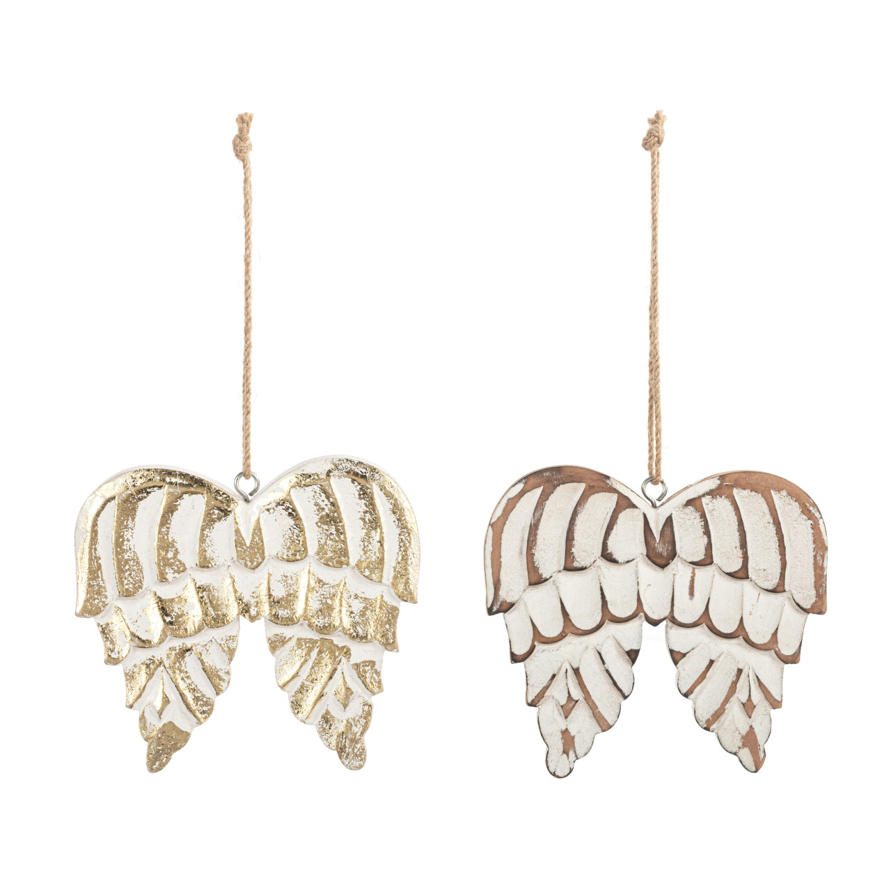 Wood Angel Wing Ornaments - 2 Assorted thumbnail