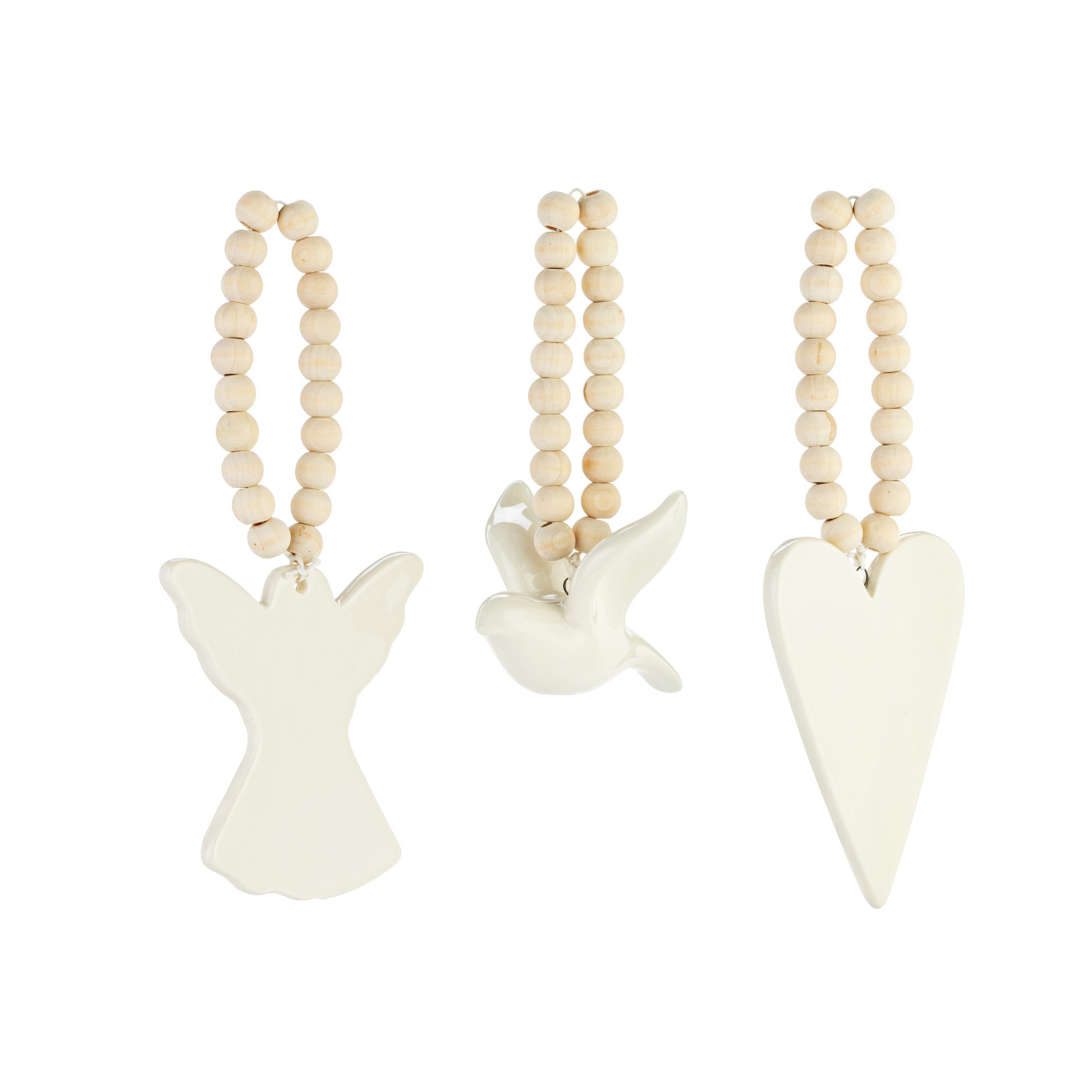 Angel Heart & Dove Hanging Ornaments - 3 Assorted thumbnail