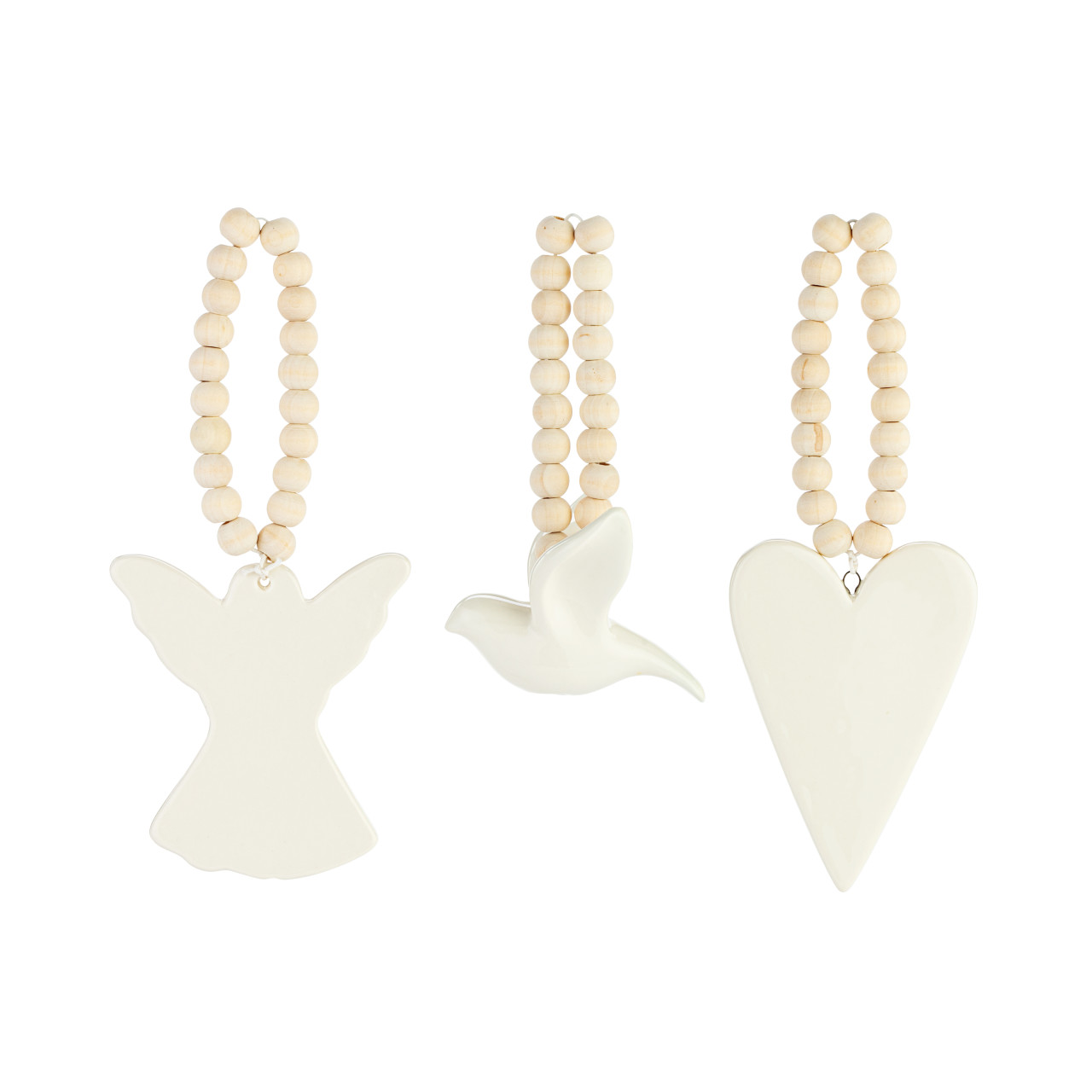 Angel Heart & Dove Hanging Ornaments - 3 Assorted thumbnail