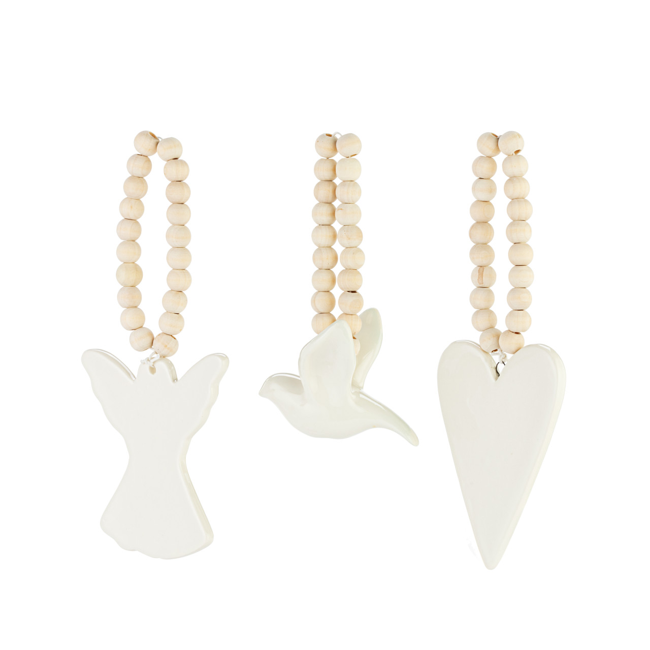 Angel Heart & Dove Hanging Ornaments - 3 Assorted thumbnail