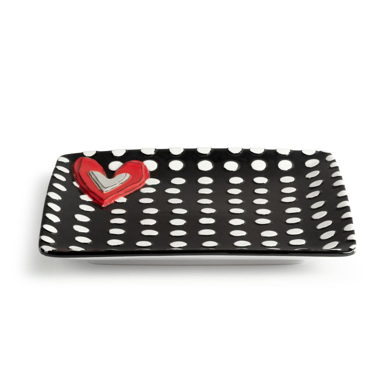 Tracy Pesche Heartful Home Black & White Dots Serving Platter 10.5" x 10.5" thumbnail