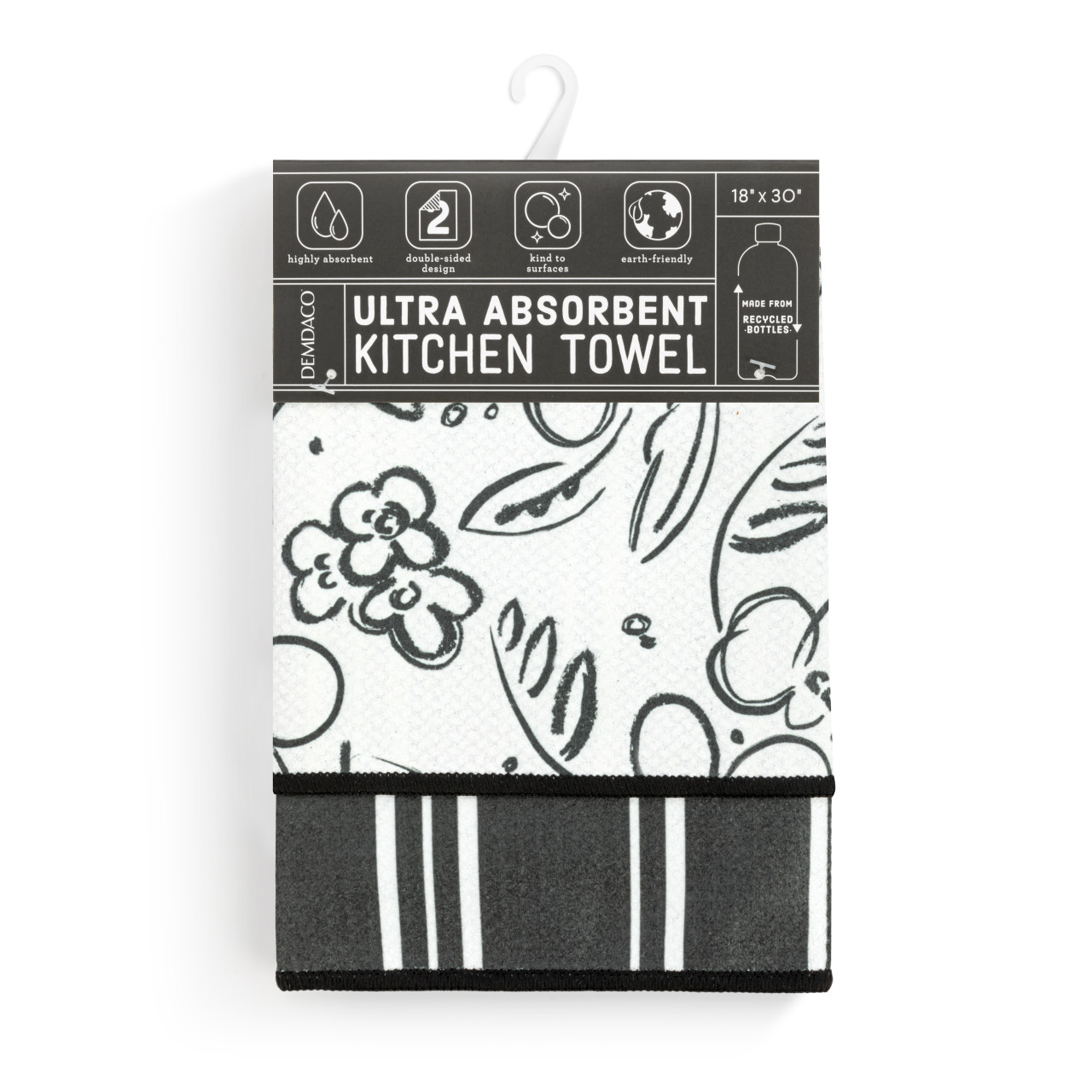 Modern Floral Absorbent Reversible Towel - 18x30in thumbnail
