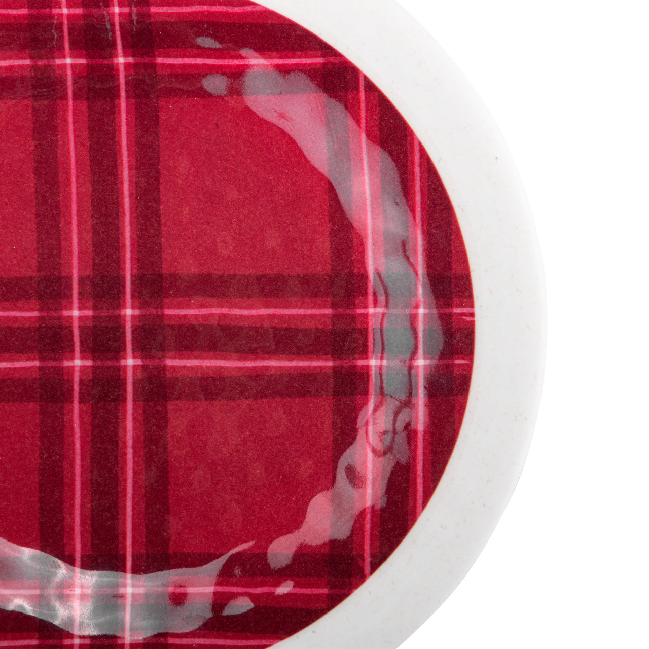 Red Plaid Melamine Appetizer Plates - Set of 4 thumbnail