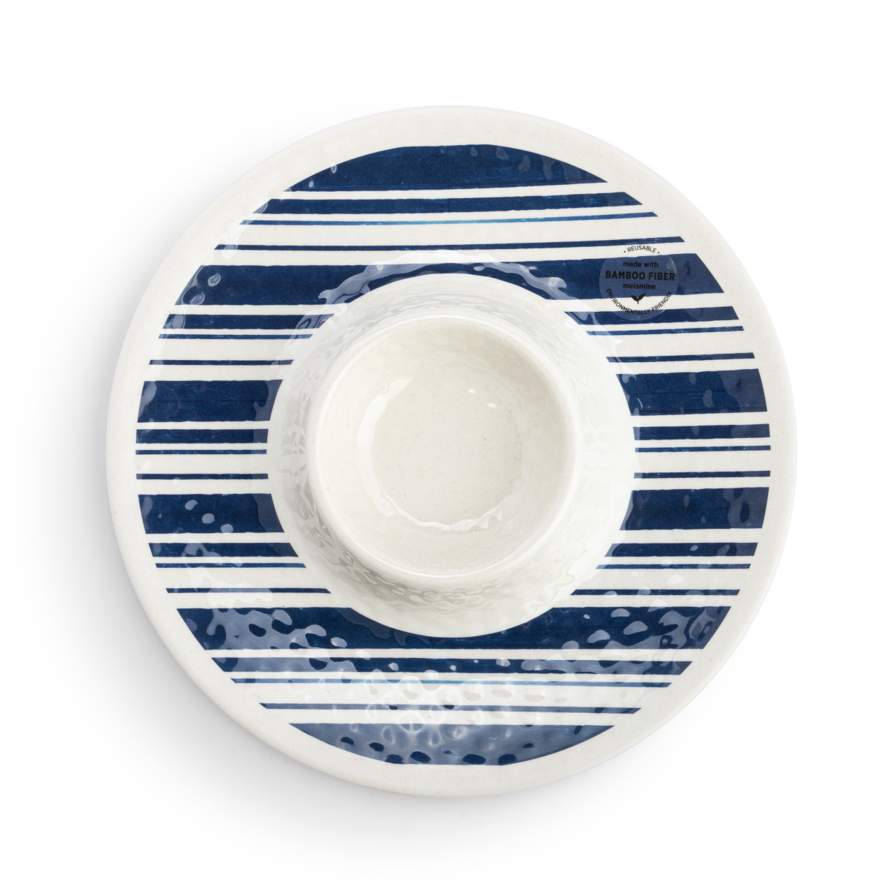 Indigo Stripe Melamine Chip & Dip Server thumbnail