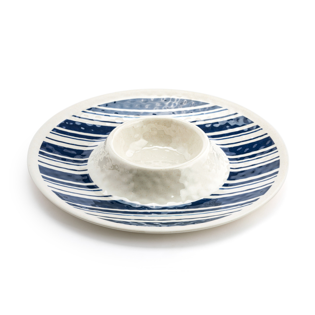 Indigo Stripe Melamine Chip & Dip Server thumbnail
