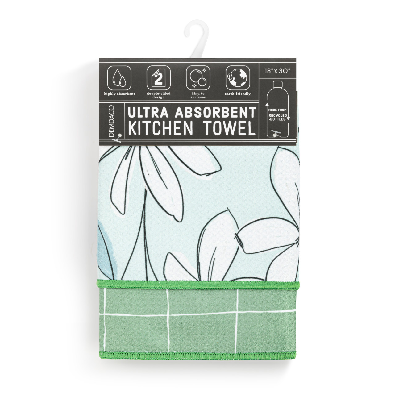 Windowpane Floral Absorbent Reversible Towel - 18x30in thumbnail