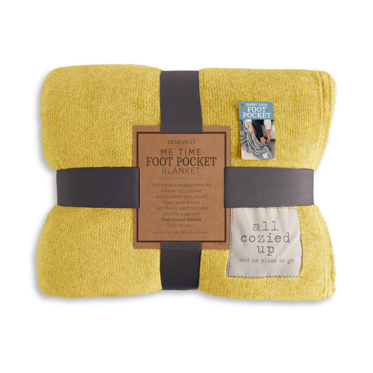 Together Time Cozied Up Mustard Foot Pocket Blanket 60" x 70" thumbnail