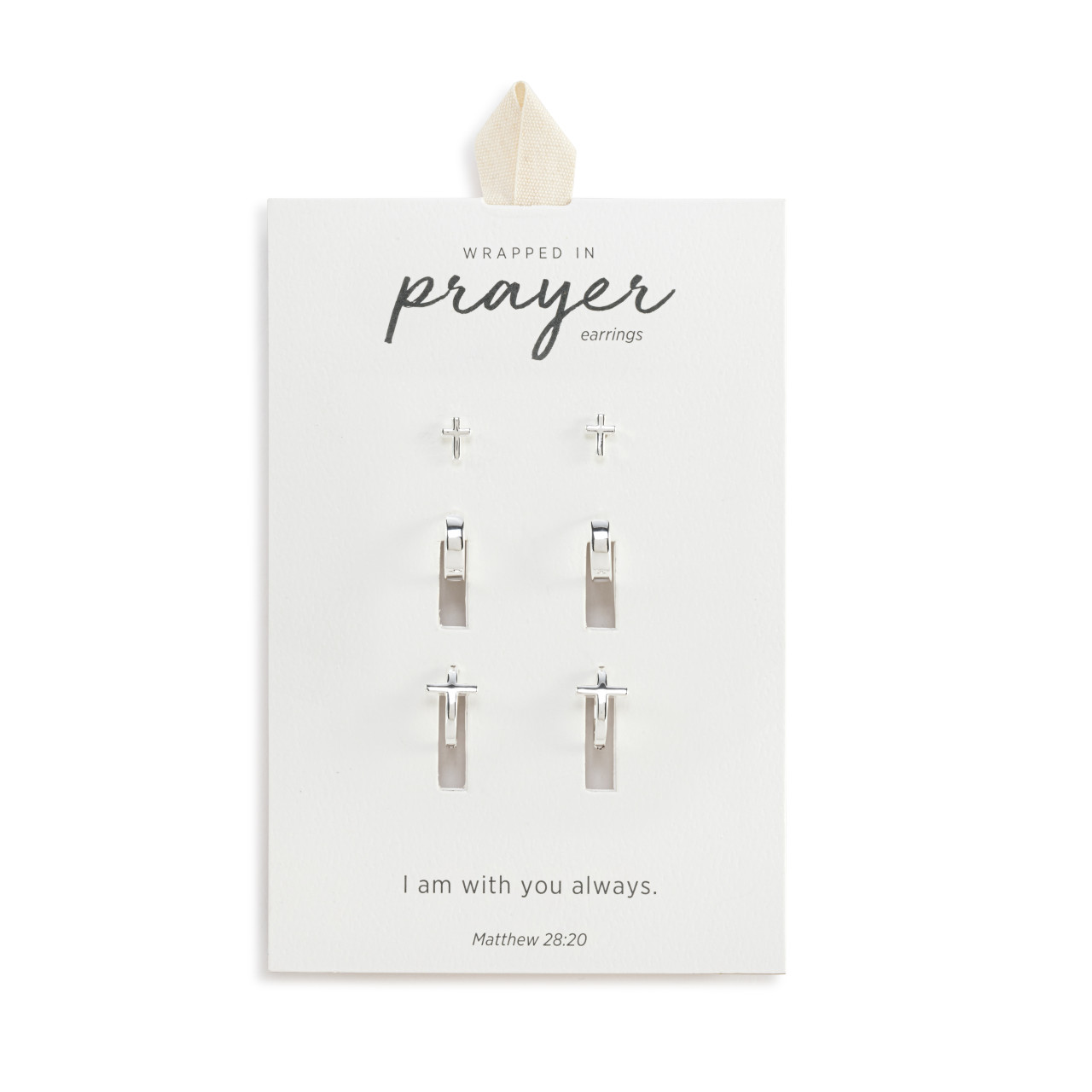 Dainty Cross Earrings Set of 3 - Silver thumbnail
