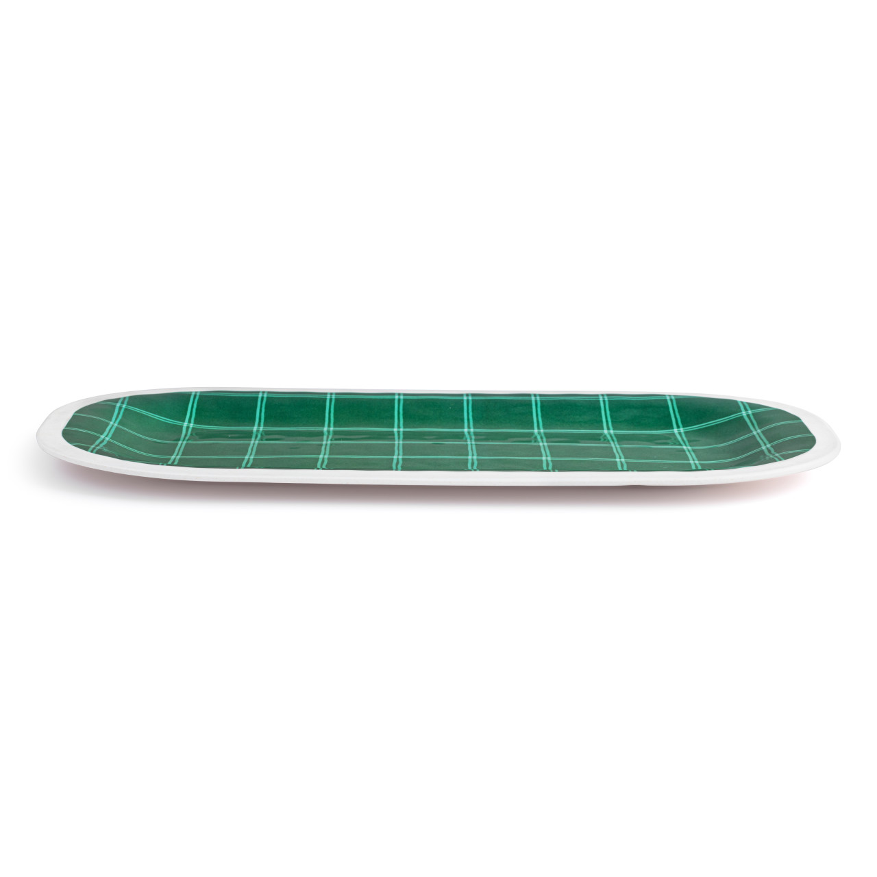 Dark Green Plaid Medium Melamine Rectangular Platter thumbnail