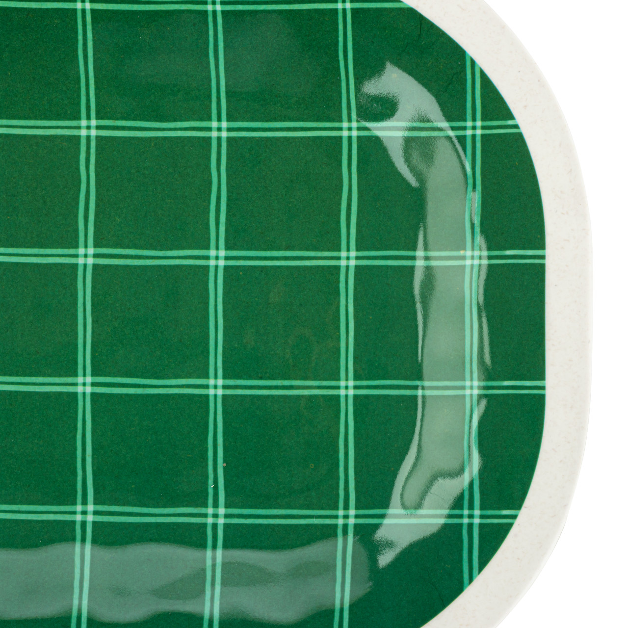 Dark Green Plaid Medium Melamine Rectangular Platter  thumbnail