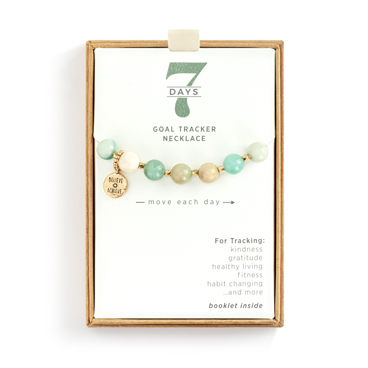7 Days Tracker Necklace - Turquoise and Gold thumbnail