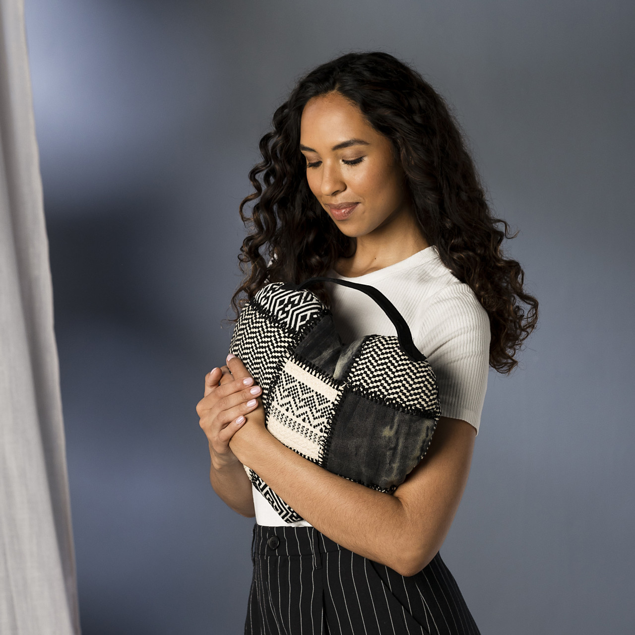 Your Journey Black and Cream Pillow thumbnail