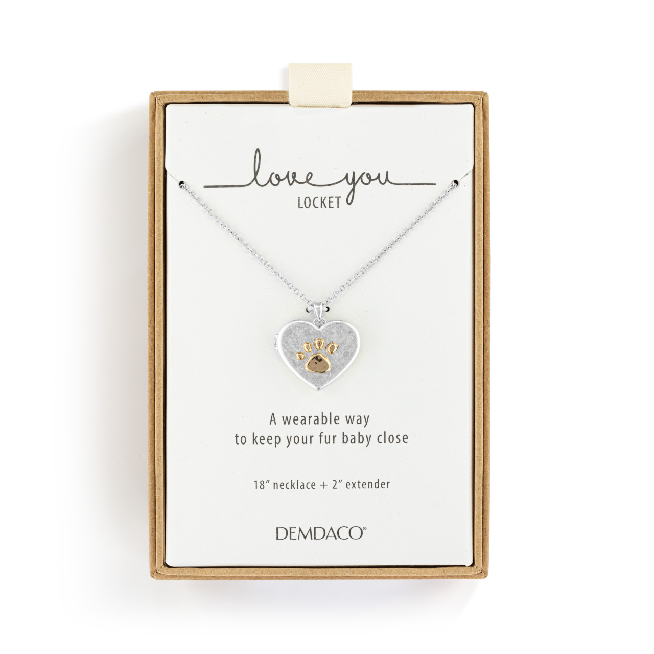 Pawprint Love You Locket - Silver thumbnail