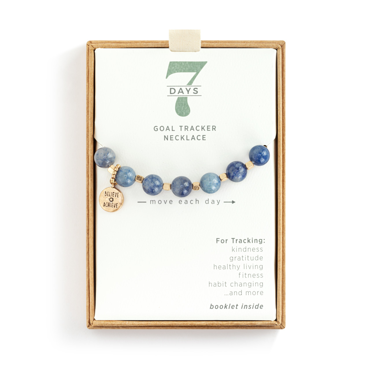 7 Days Tracker Necklace - Indigo and Gold thumbnail