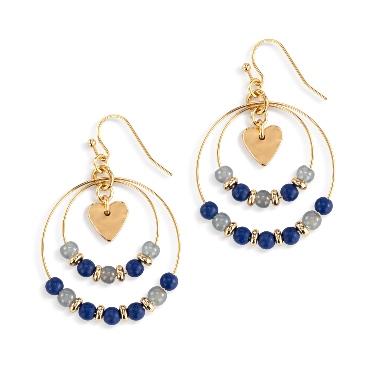 Beaded Love Earrings - Indigo thumbnail