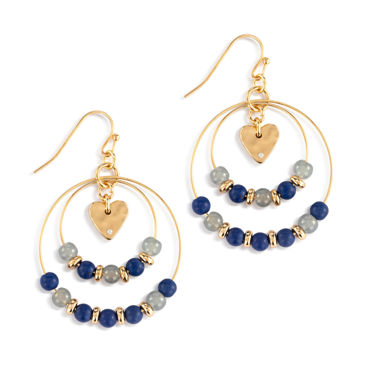 Beaded Love Earrings - Indigo thumbnail
