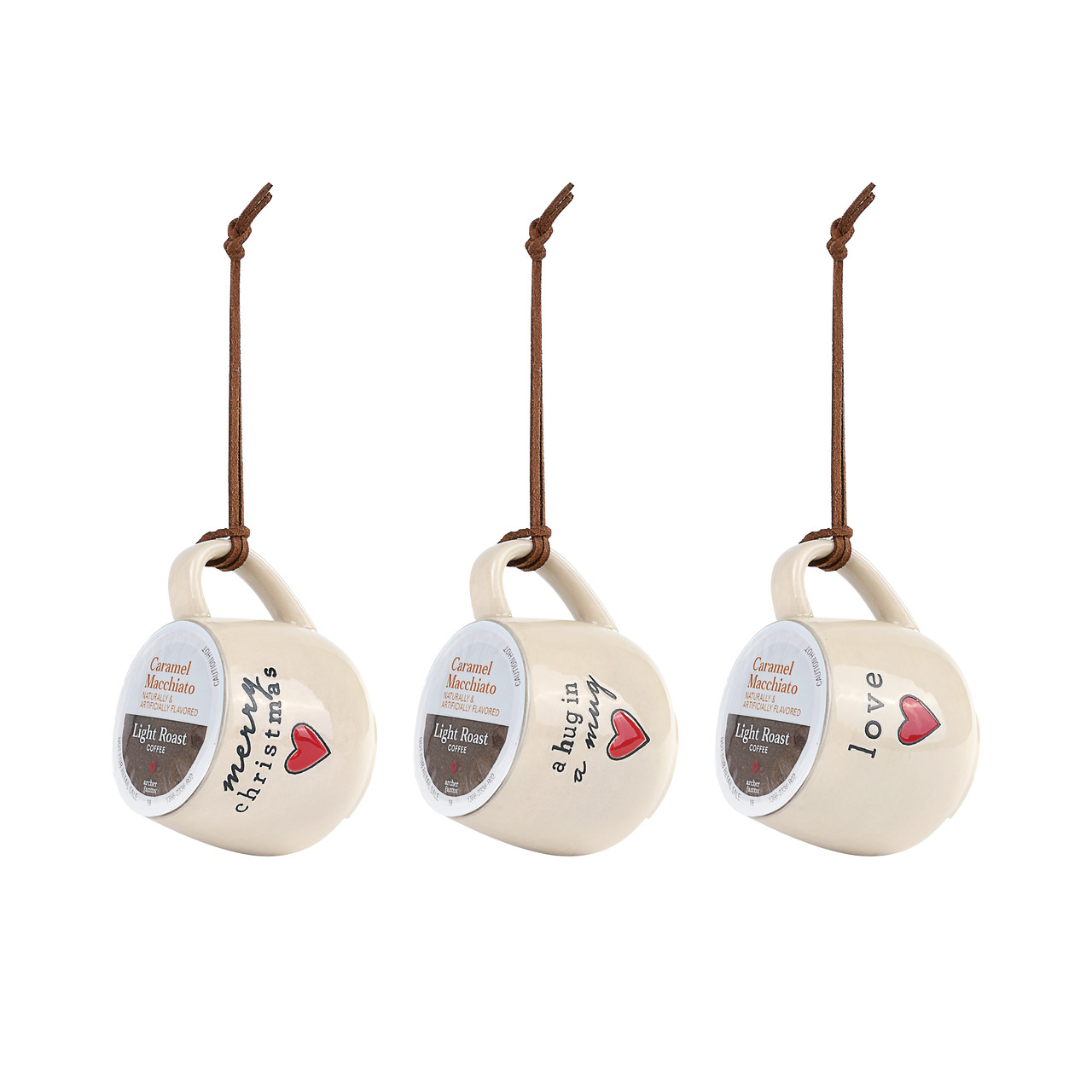 Love Coffee Pod Mug Ornaments - 3 Assorted thumbnail