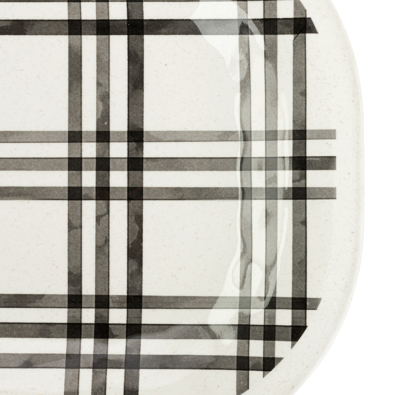 Black Plaid Medium Melamine Rectangular Platter thumbnail
