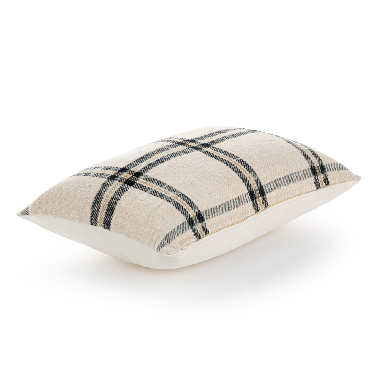 Cream Plaid Lumbar Pillow 18x12" thumbnail