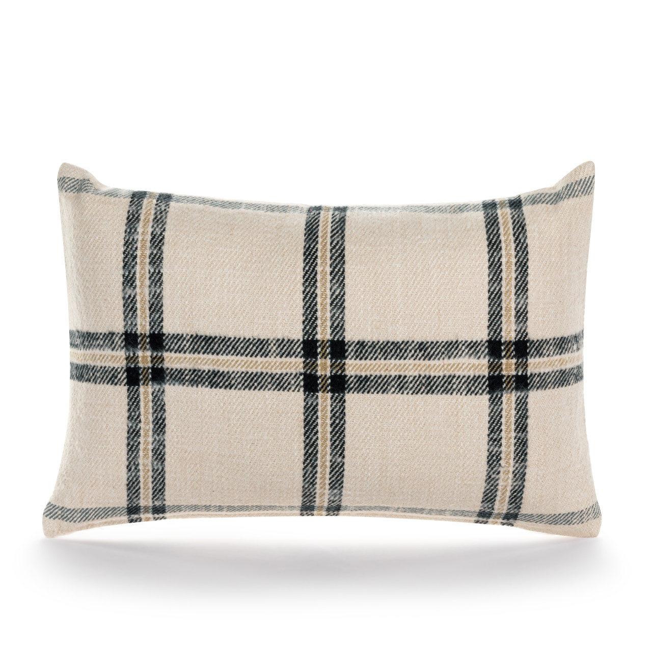 Cream Plaid Lumbar Pillow 18x12" thumbnail