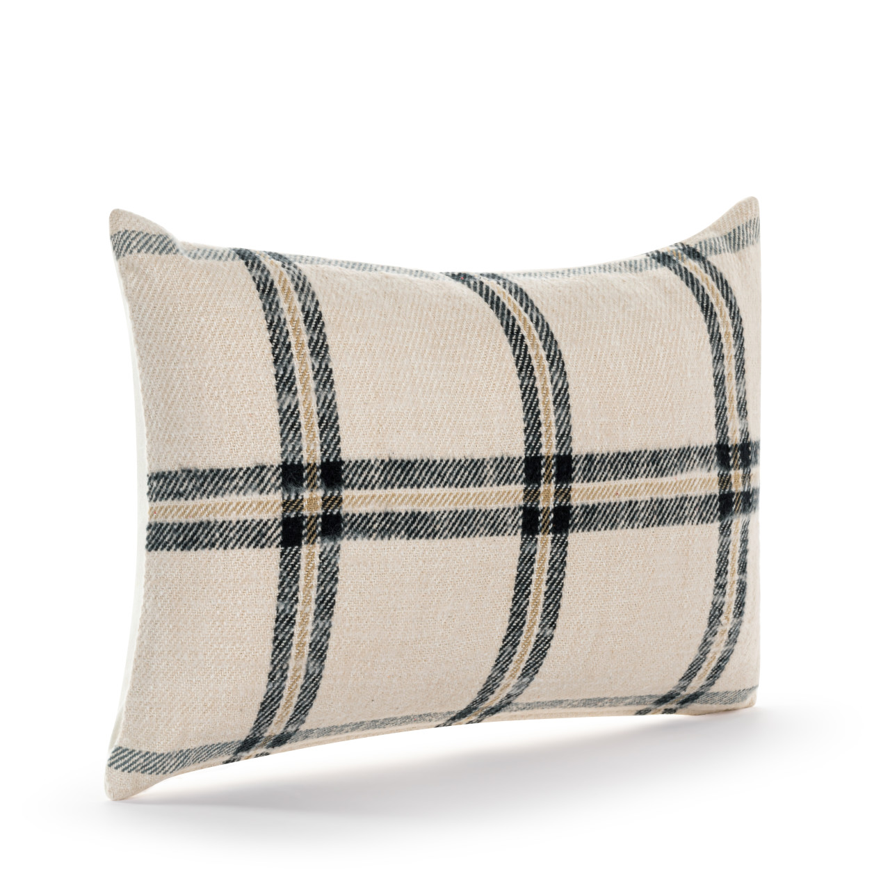 Cream Plaid Lumbar Pillow 18x12" thumbnail