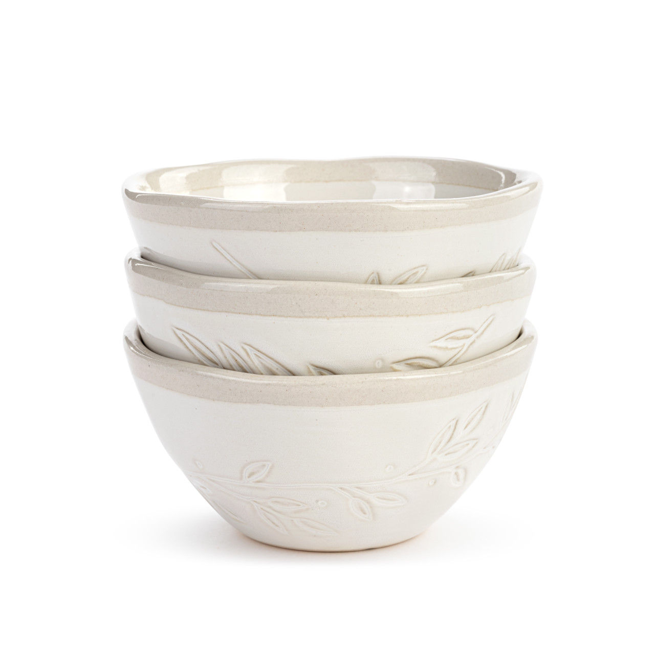 White Stoneware Faith Small Bowls 3 Assorted 4" x 2" x 4" thumbnail