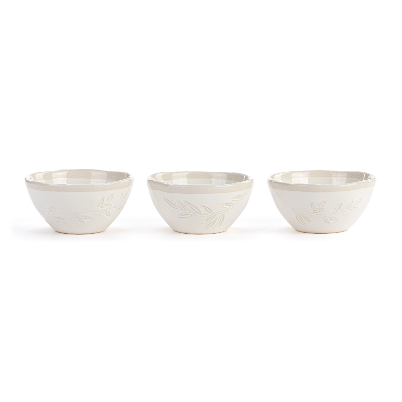 White Stoneware Faith Small Bowls 3 Assorted 4" x 2" x 4" thumbnail