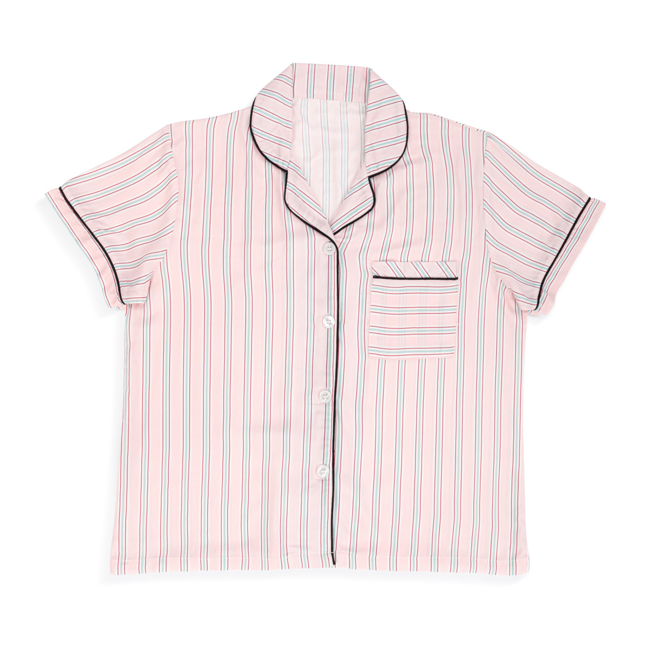 Short Sleeve Top and Shorts Pajama Set - Pink Stripe thumbnail
