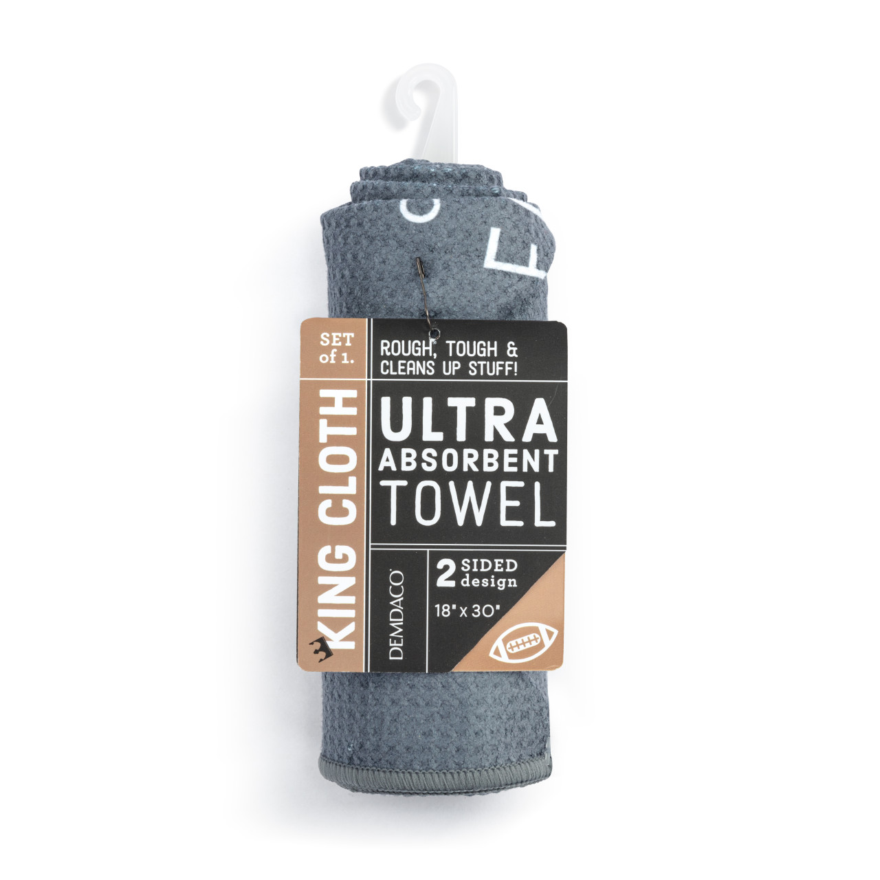 Men's Grey Absorbent Double Sided Towel Football Is On - 18x30in thumbnail