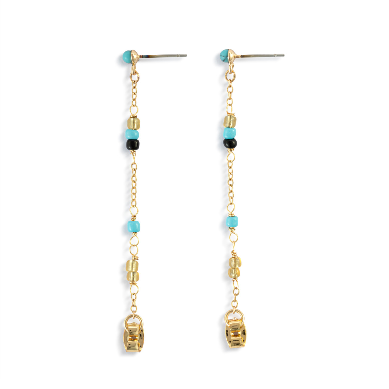 Beaded Turquoise Earrings - 25.5x26.5mm thumbnail